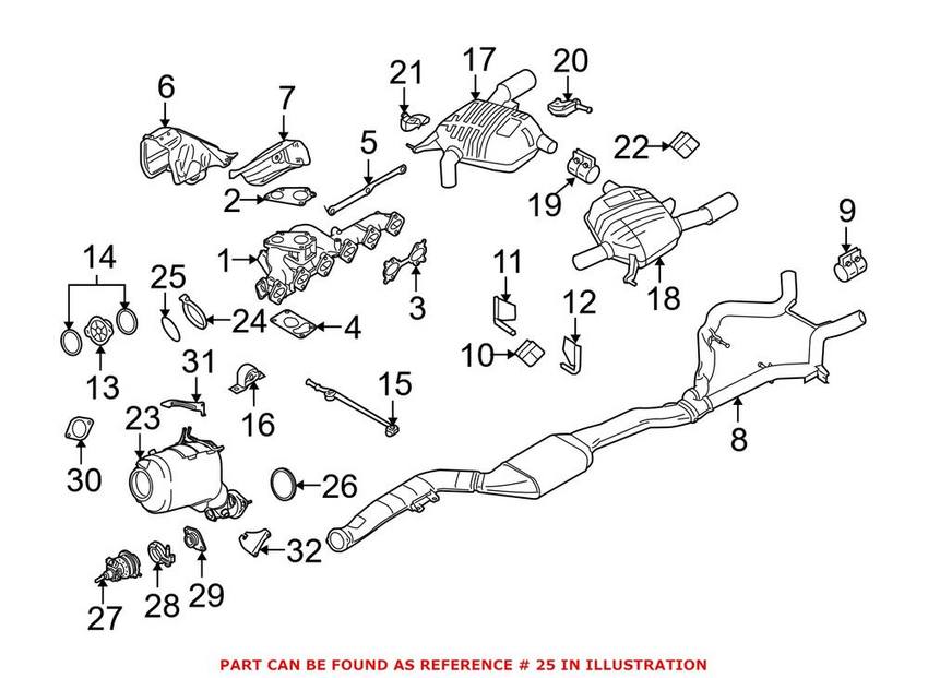 BMW Exhaust Sealing Ring - Turbocharger to Diesel Particulate Filter 18307793678